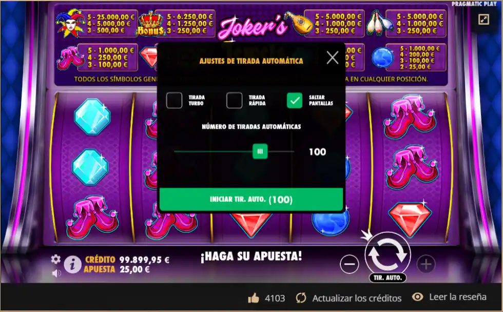 Estrategia para ganar en Joker's Jewels